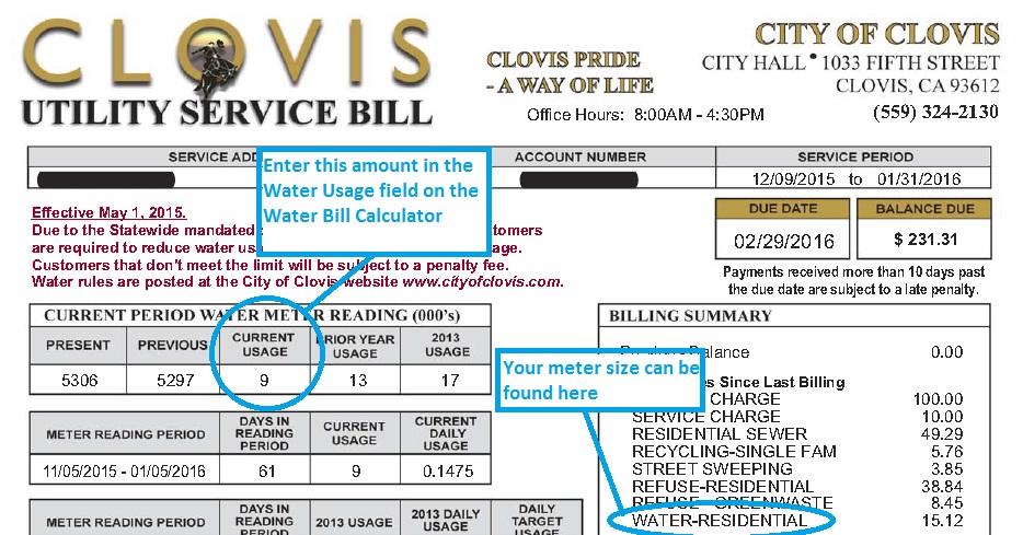 Water Bill Calculator City Of Clovis